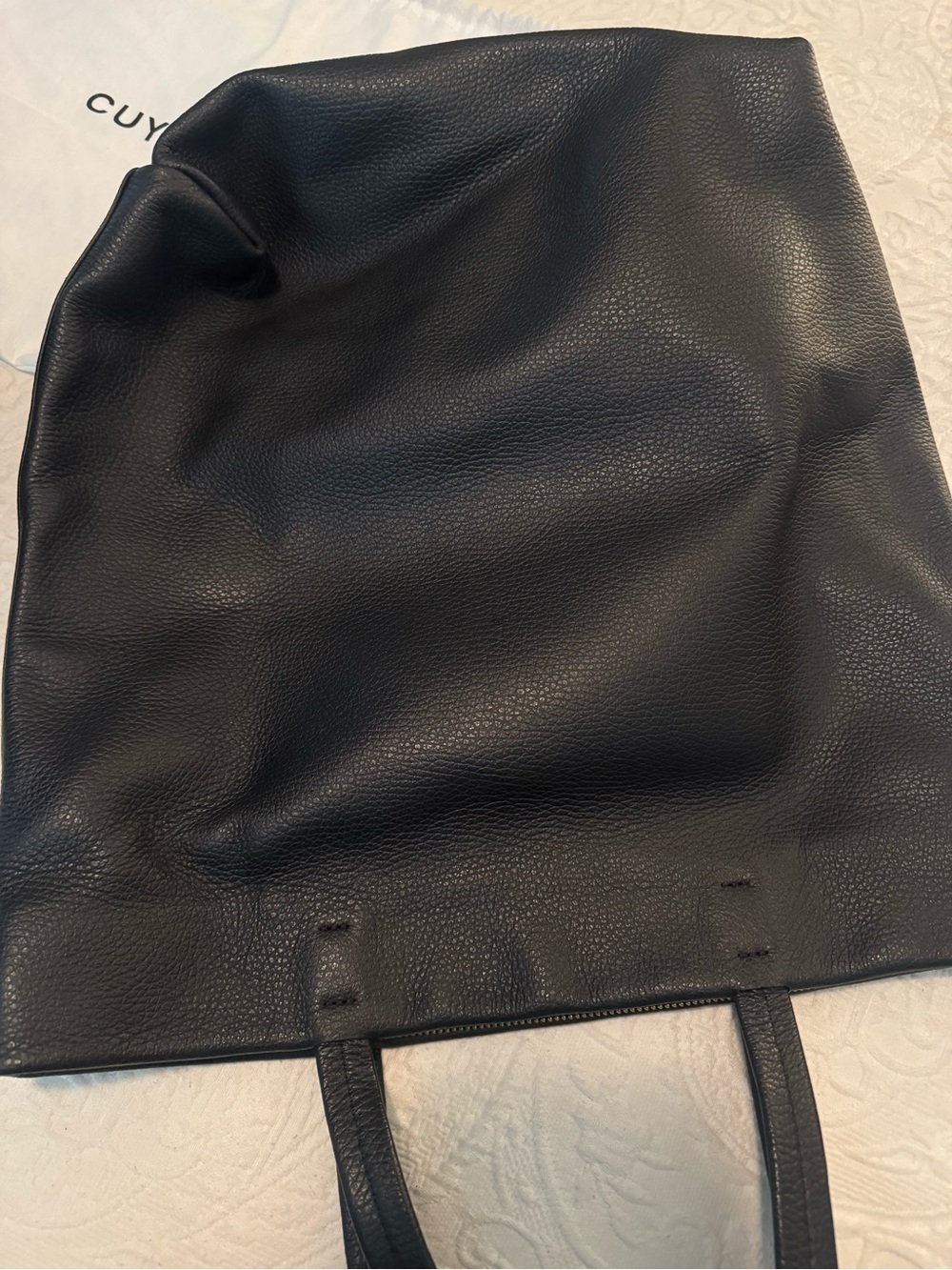 Cuyana Tall Black Leather Pebbled Zipper Tote with Cuyana Insert - Picture 4 of 11